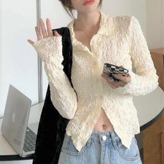Ruched Shirt Beige - One Size