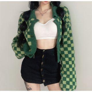Plaid Pattern Button-through Cardigan