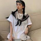 Mock Two-piece Short-sleeve Tie-front T-shirt