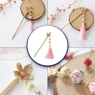 Retro Tassel Sakura Alloy Hair Stick 32-3195 - Black - One Size