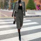 Set: Plaid Tweed Jacket + Midi Skirt