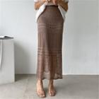 Pointelle-knit H-line Maxi Skirt