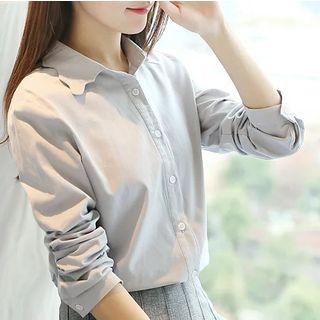 Wave Collar Plain Shirt