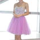 Embellished Strapless Mini Prom Dress