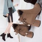 Block-heel Frill-trim Ankle Boots