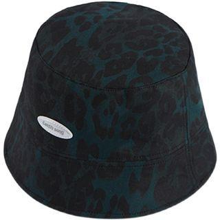 Lettering Applique Bucket Hat 10 - Black Leopard - Blue - M