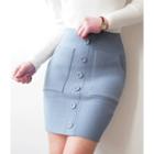 Button-detail Knit Skirt