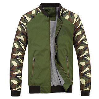 Camouflage Sleeve Zip Jacket