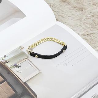 Chain Faux-leather Bracelet
