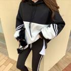 Piped Color-block Oversized Hoodie
