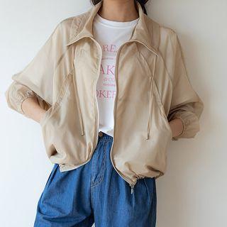 Mesh-panel Zip-up Windbreaker