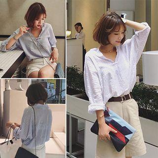 V-neck Linen Cotton Blouse