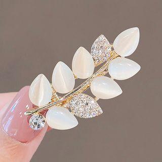 Rhinestone Leaf Hair Clip Ly2520 - Gold - One Size