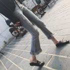 Fray Hem Distressed Boot Cut Jeans