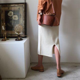 H-line Rib-knit Long Skirt