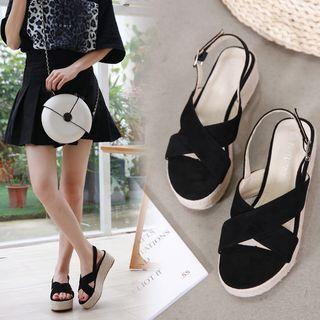 Crossover Slingback Platform Sandals