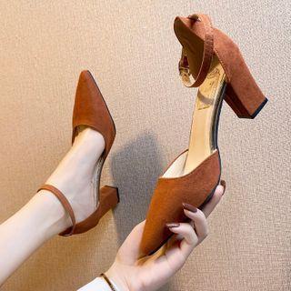 Pointed Block-heel Dorsay Pumps