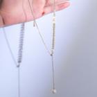 925 Sterling Silver Faux Pearl Pendant Y Necklace