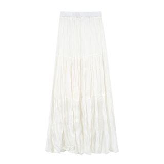 Crinkled Chiffon A-line Midi Skirt