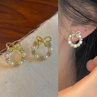 Faux Pearl Drop Earring 1 Pair - 1558a - Gold - One Size