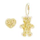 Asymmetrical Bear Drop Earring / Clip-on Earring 1 Pair - Drop Earrings - Gold - One Size