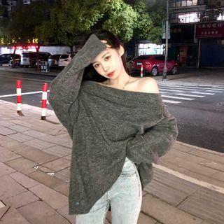 Long-sleeve Off-shoulder Knit Sweater