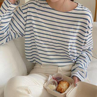 Plus Size Long-sleeve Stripe T-shirt