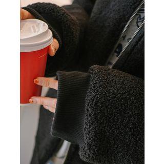 Pocket-detail Boucl -knit Bomber Jacket