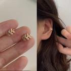 Rhinestone Leaf Cuff Earring 1 Pc - Gold - One Size
