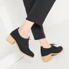 Faux-suede Chunky-heel Oxfords
