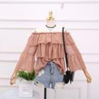 Off-shoulder Tiered Chiffon Top