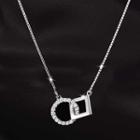 Interlocking Geometric Rhinestone Pendant Sterling Silver Necklace