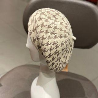 Houndstooth Knit Beret Hat