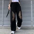 Mesh Panel Butterfly Wide-leg Pants