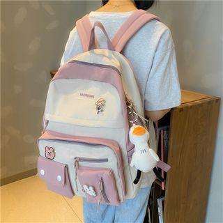 Set: Nylon Two Tone Backpack + Charm