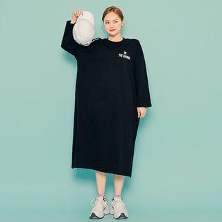 Lettering-back Loose-fit T-shirt Dress