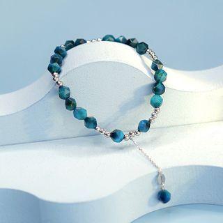 Geometric Gemstone Sterling Silver Bracelet Silver & Blue - One Size