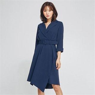 Ruffle-front Coatdress With Belt