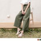 Frilled High-waisted Wide-leg Pants