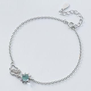 925 Sterling Silver Bead Sun & Cloud Bracelet Silver - One Size