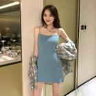 Plaid Long-sleeve Loose-fit Shirt / Slim-fit Sleeveless Dress