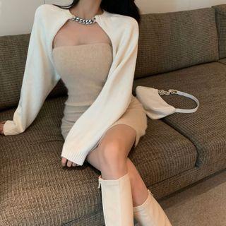 Strapless Knit Mini Bodycon Dress / Chain Shrug