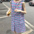Plaid Sleeveless Dress As Shown In Figure - One Size