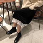 Velvet Panel Midi Skirt Black - One Size