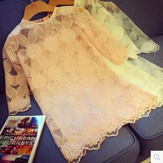 Set: 3/4-sleeve Lace Dress + Slipdress