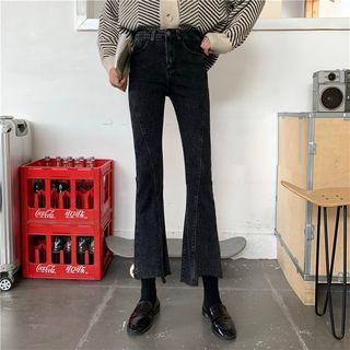 Irregular Slim-fit Cropped Boot-cut Jeans