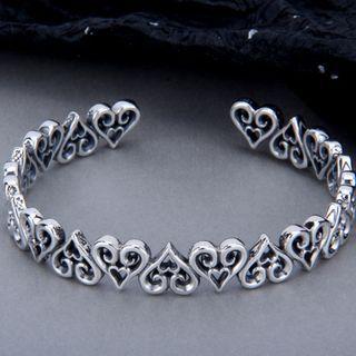 Heart Open Bangle S198 - 1 Pc - Bangles - Silver - One Size