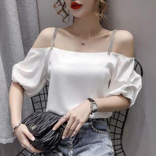 Cold-shoulder Sequined Blouse