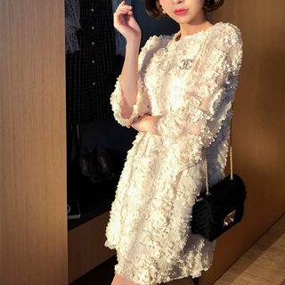 Long-sleeved Plain Crewneck Dress