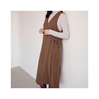 Sleeveless Tie-waist Knit Dress